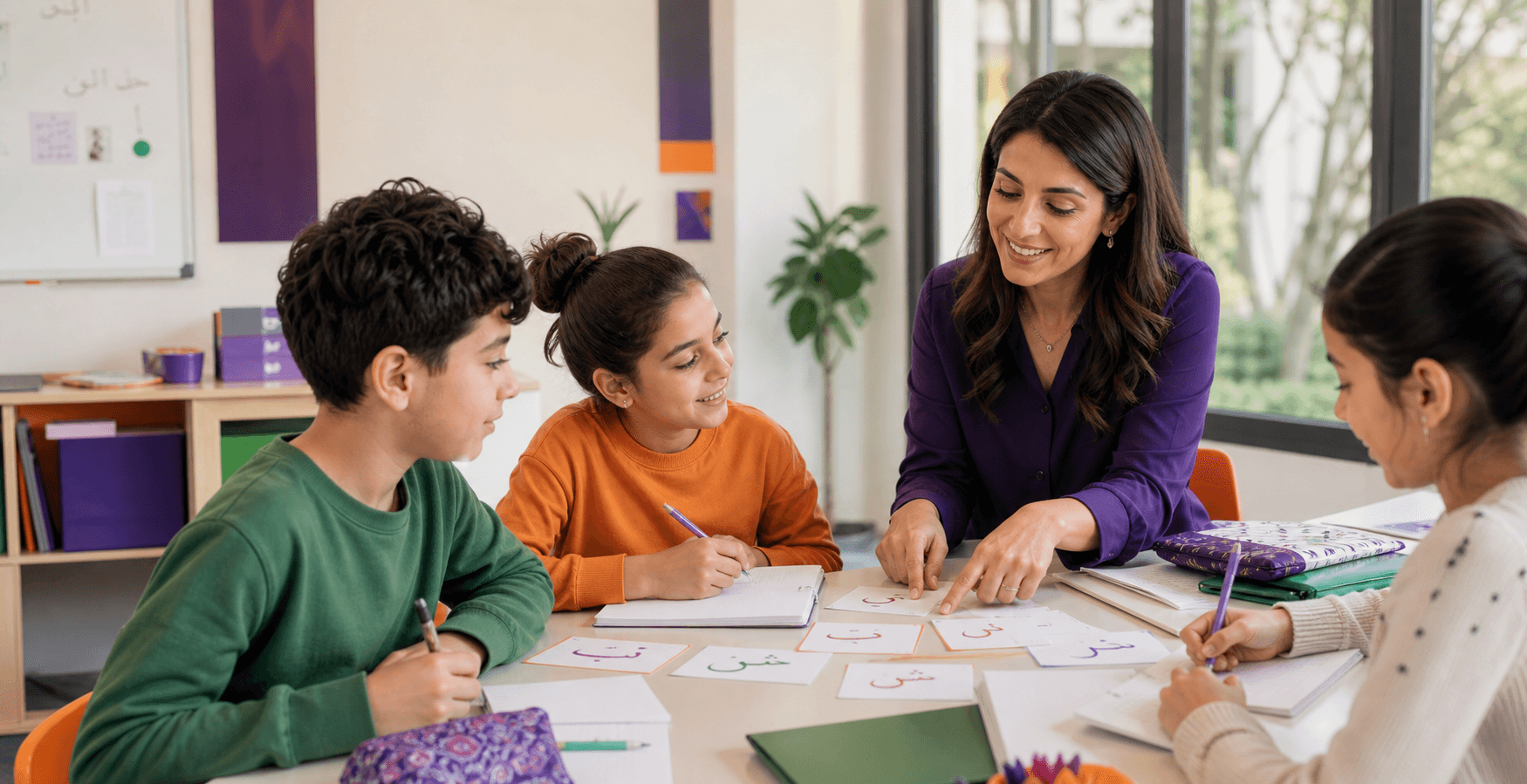 Student learning Arabic online with a teacher